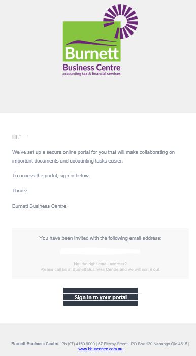invitation to client portal example email